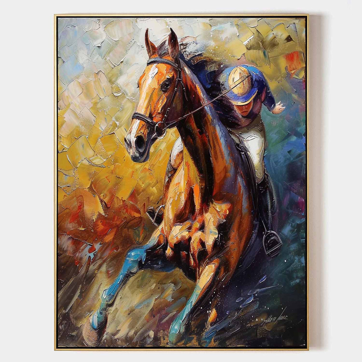 Horse Racing 3D Impasto Painting
