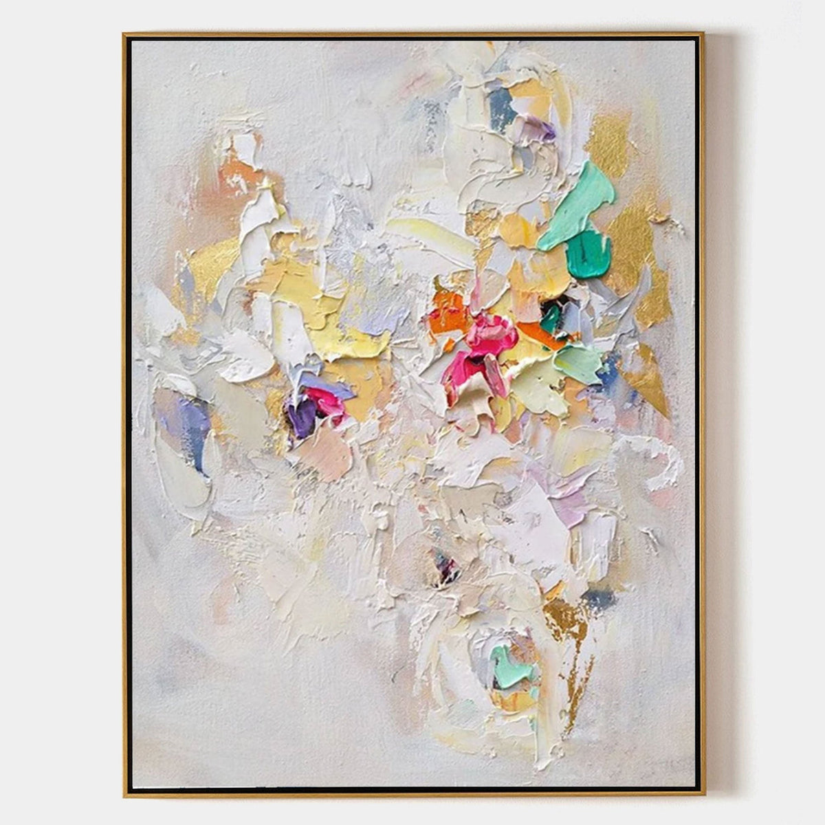 Vibrant Floral Impasto Painting Colorful Textured Wall Art