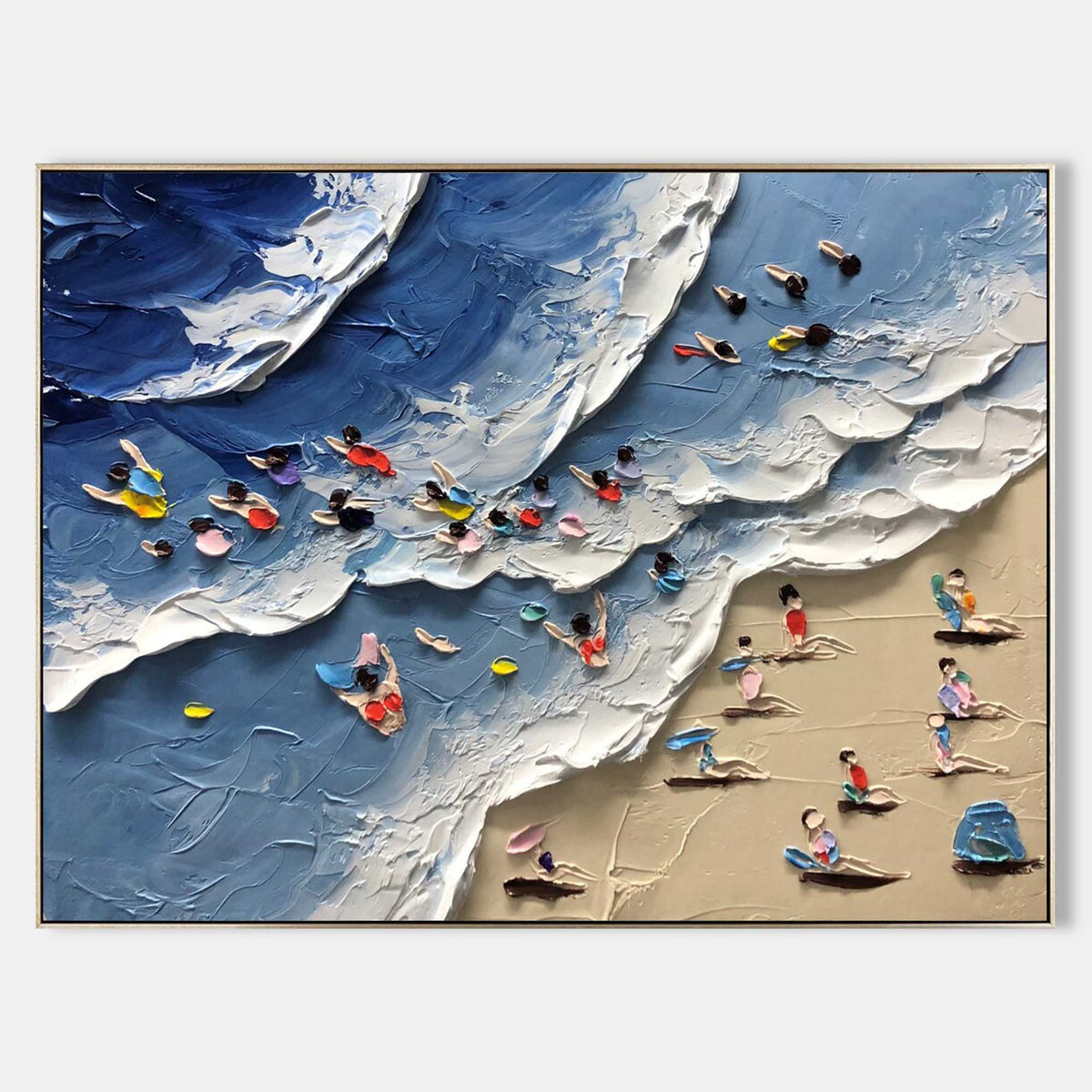 Aerial Beach Day Impasto Painting