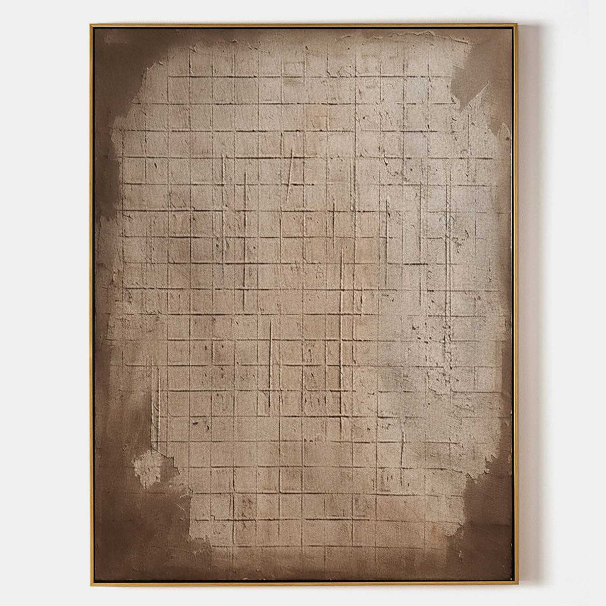 Wabi-Sabi Neutral Grid Texture Painting