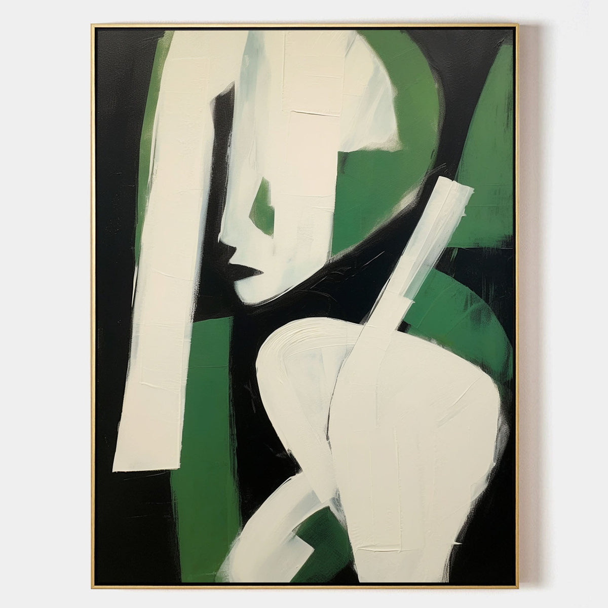 Wall Art Square Abstract Cubist Figure Green