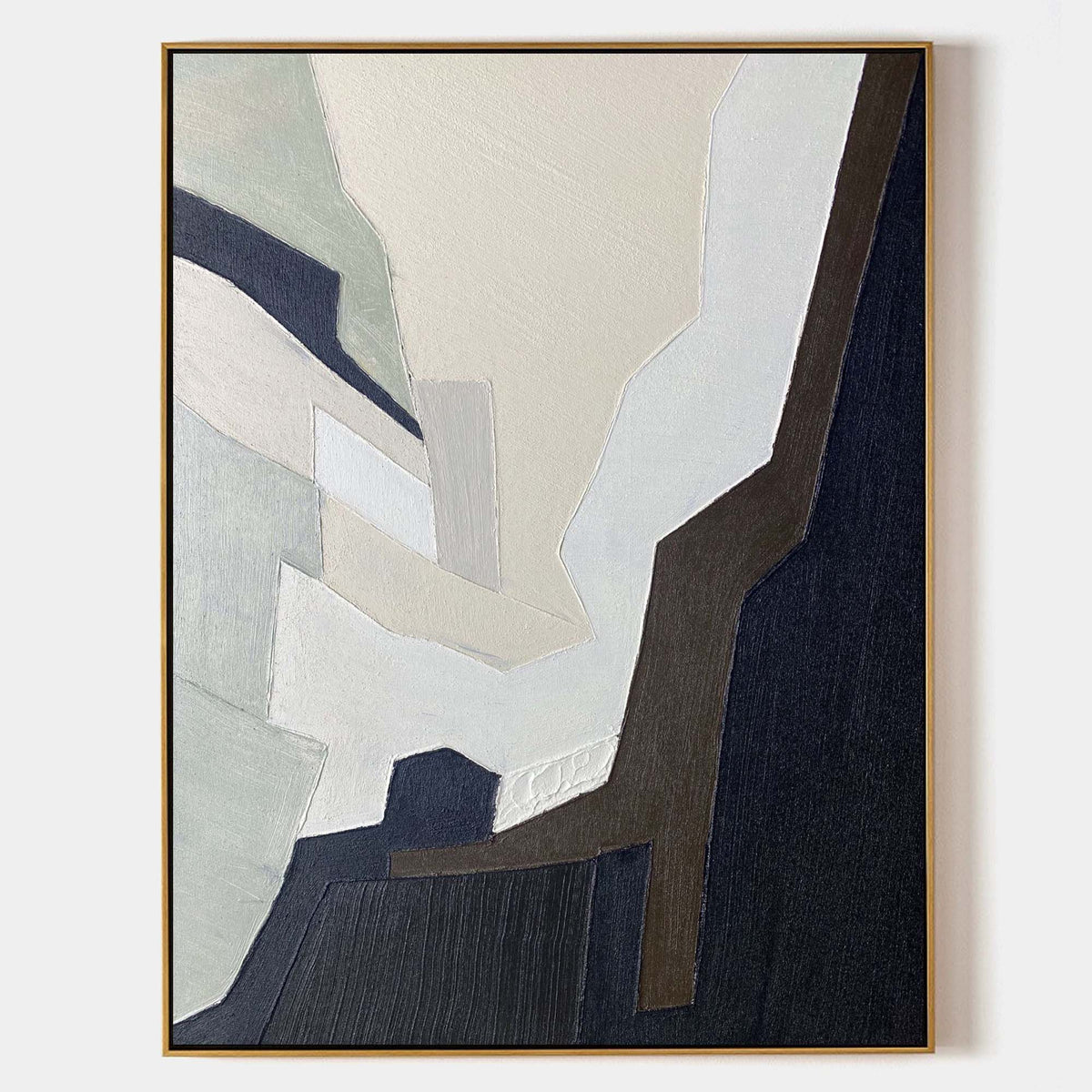 Black Beige Geometric Abstract Canvas