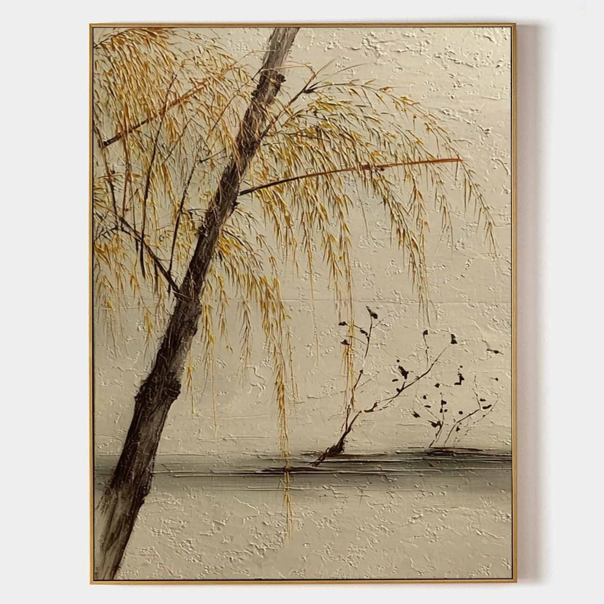 Autumn Willow Lake 3D Impasto Painting - Neutralighting