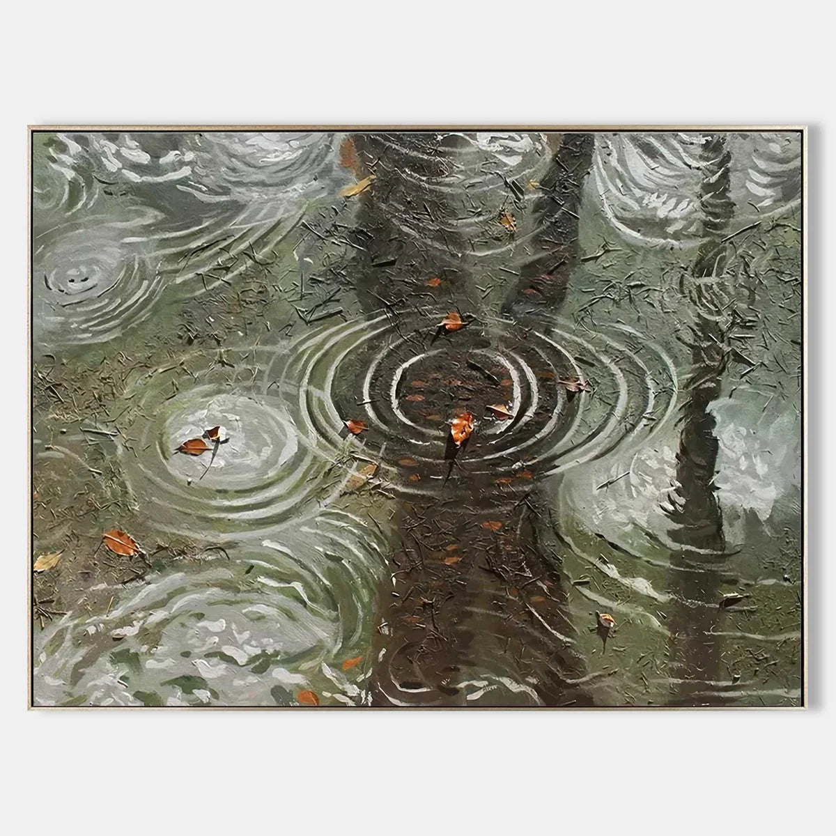 Raindrops on Water Impasto Painting