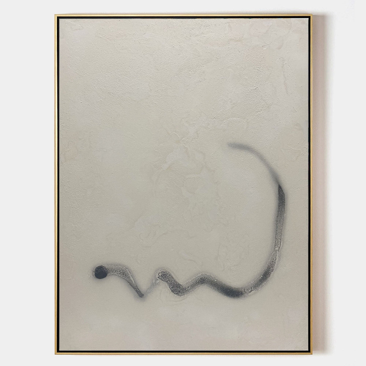 Beige‑Grey Vertical Fluid‑Curved‑Line Textured Artwork