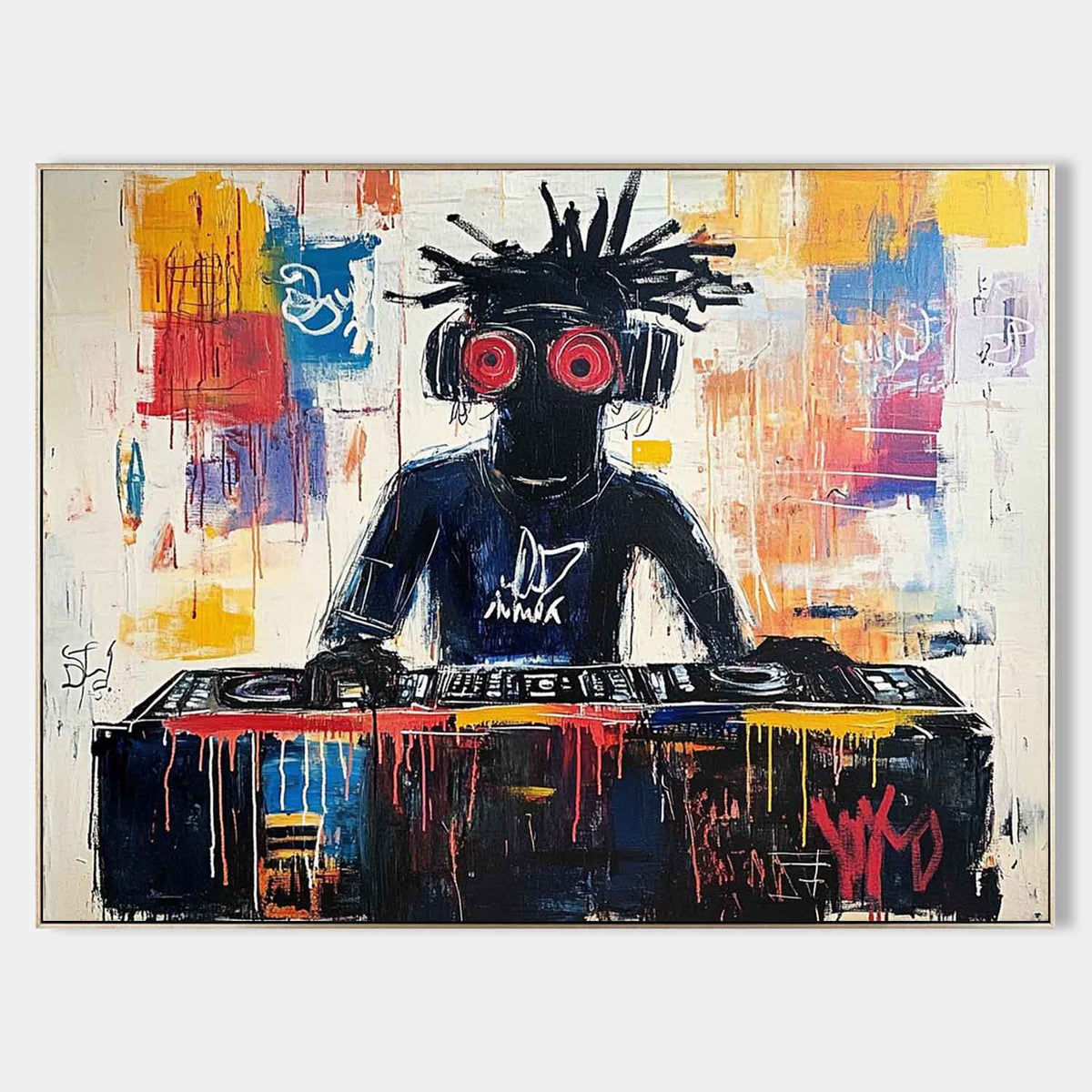 Vibrant DJ Theme Urban Graffiti Abstract Painting