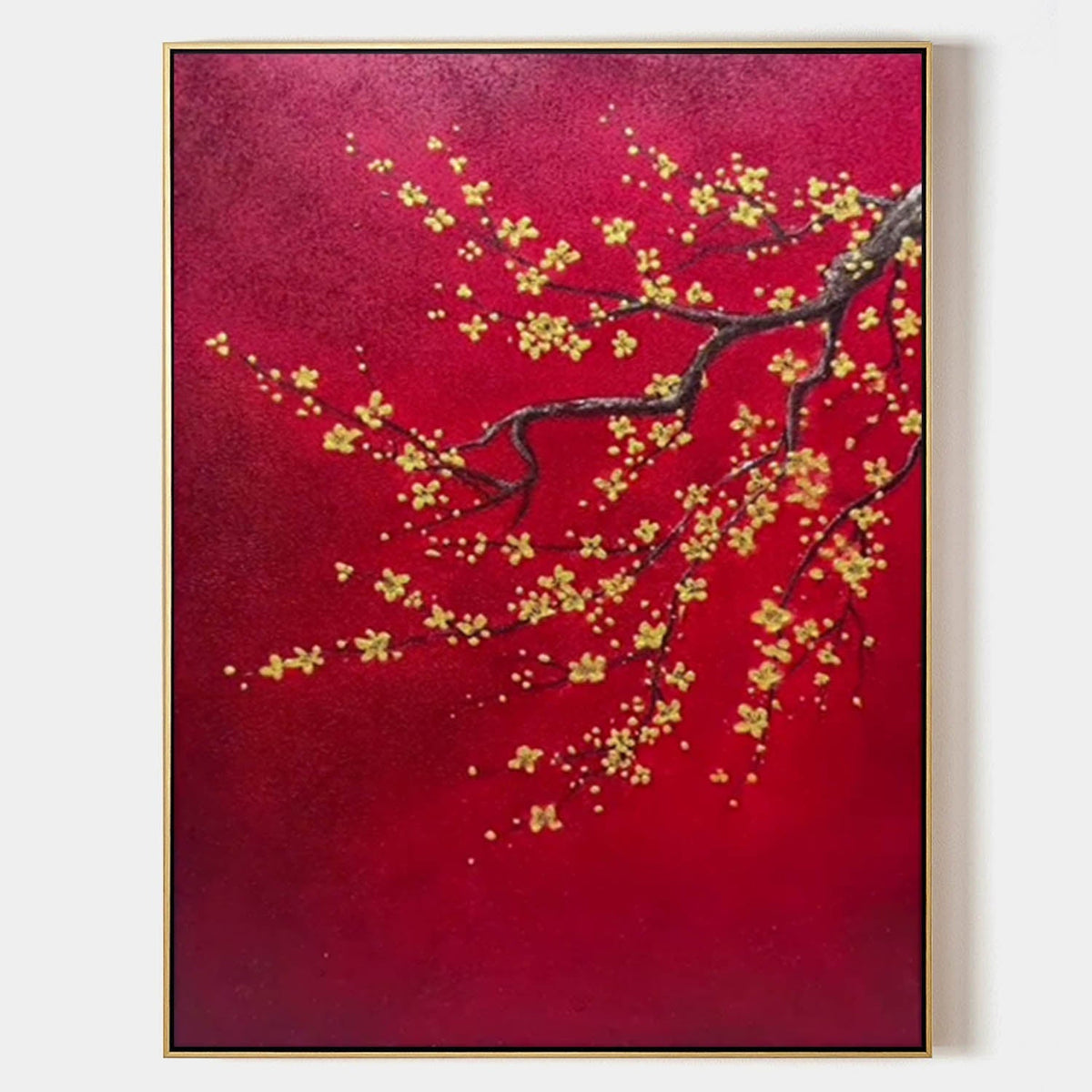 Landscape Red Background Plum Blossom Painting