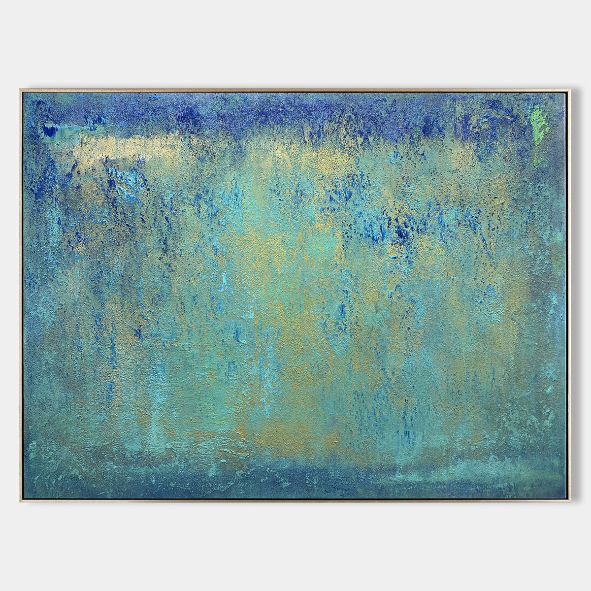 Turquoise Horizon Textured Abstract Unstretched Linen Canvas Wall Art