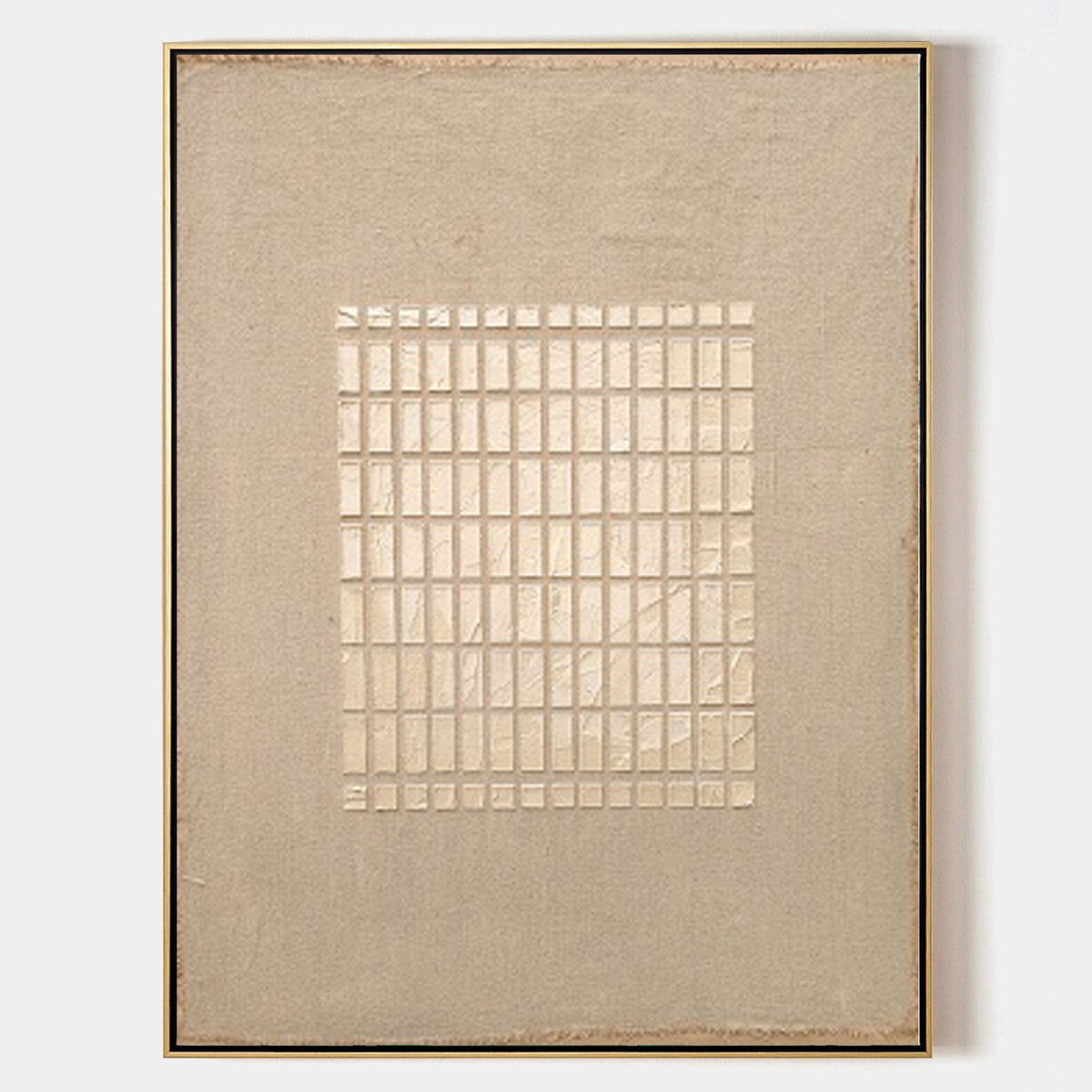 Wabi-Sabi Minimalist Neutral Grid Texture Oil Painting