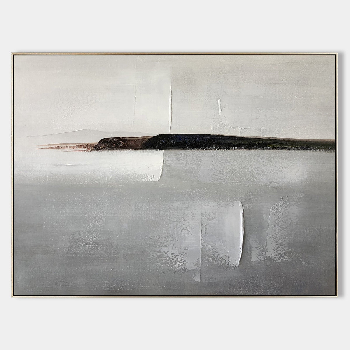 Muted Neutral Landscape Abstract Unstretched Linen Canvas Wall Art