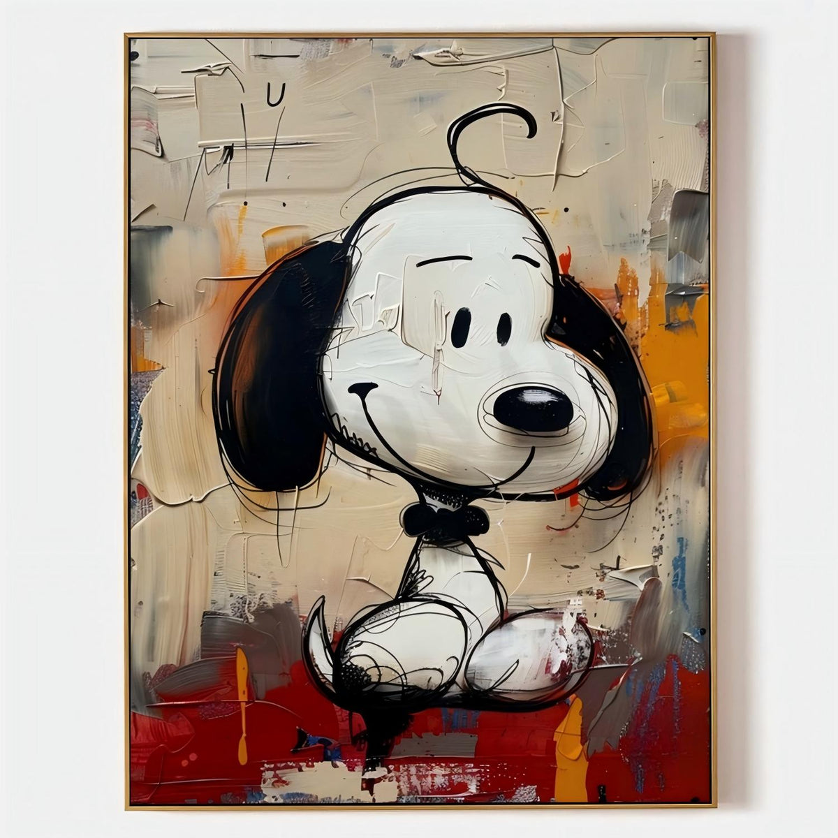 Abstract Graffiti Textured Snoopy Cartoon Wall Art