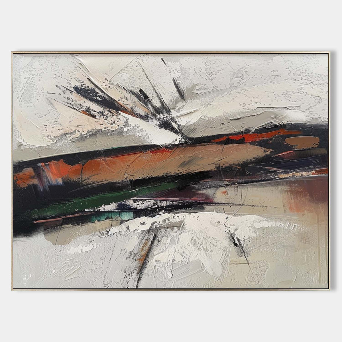 Wall Art Orange Green Abstract Palette Knife