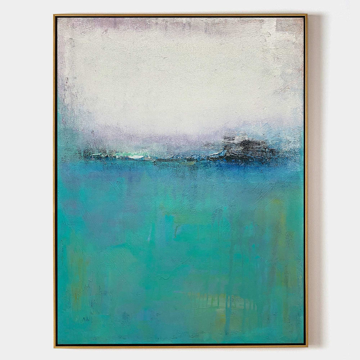 Turquoise Seascape Abstract Painting Vertical