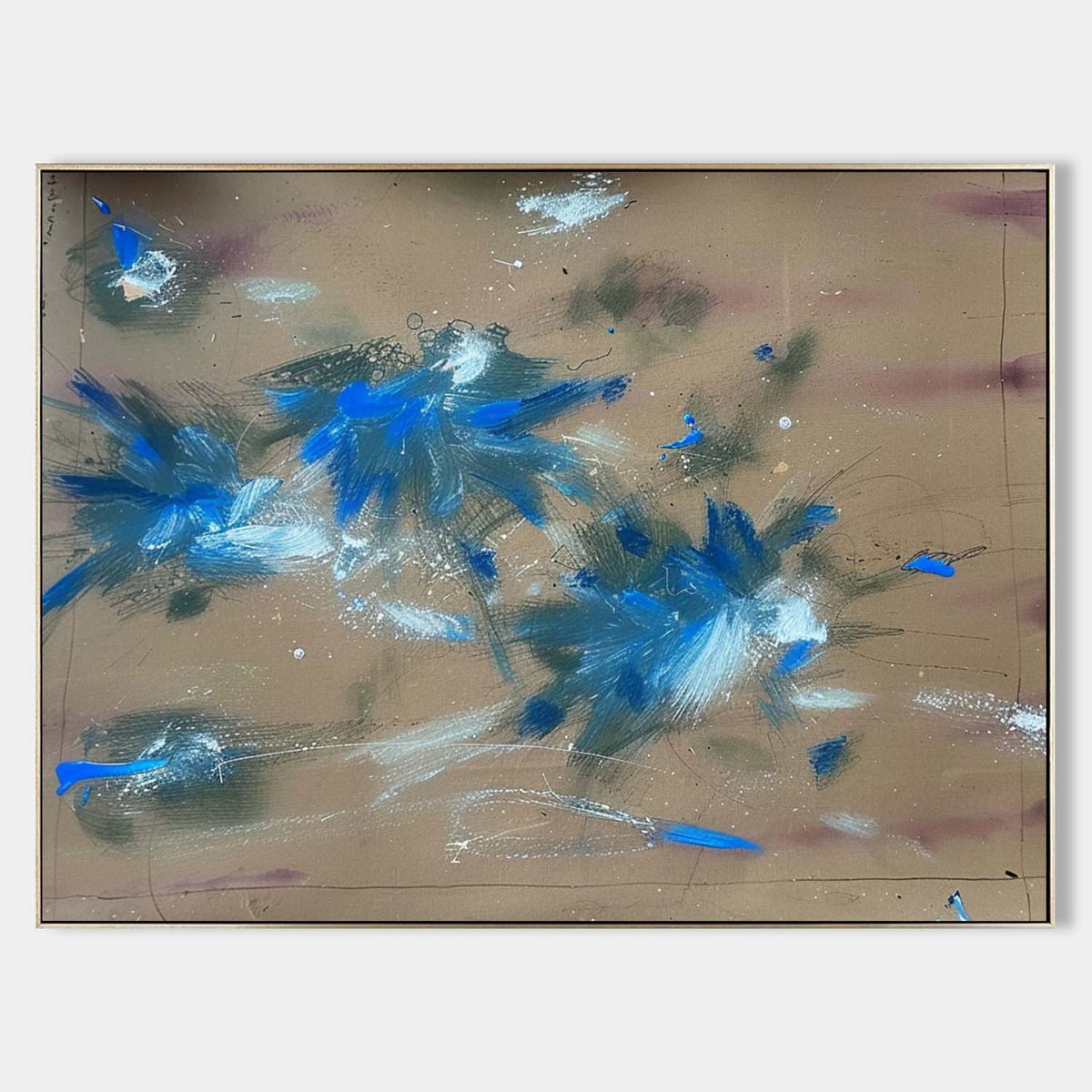 Abstract Expressionist Blue Burst Painting Colorful