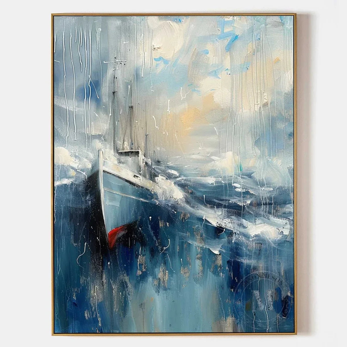 Wall Art Vertical Abstract Sailing Boat