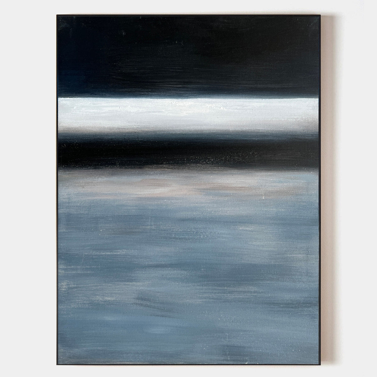 Moody Ocean Horizon Abstract Linen Canvas Wall Artwork