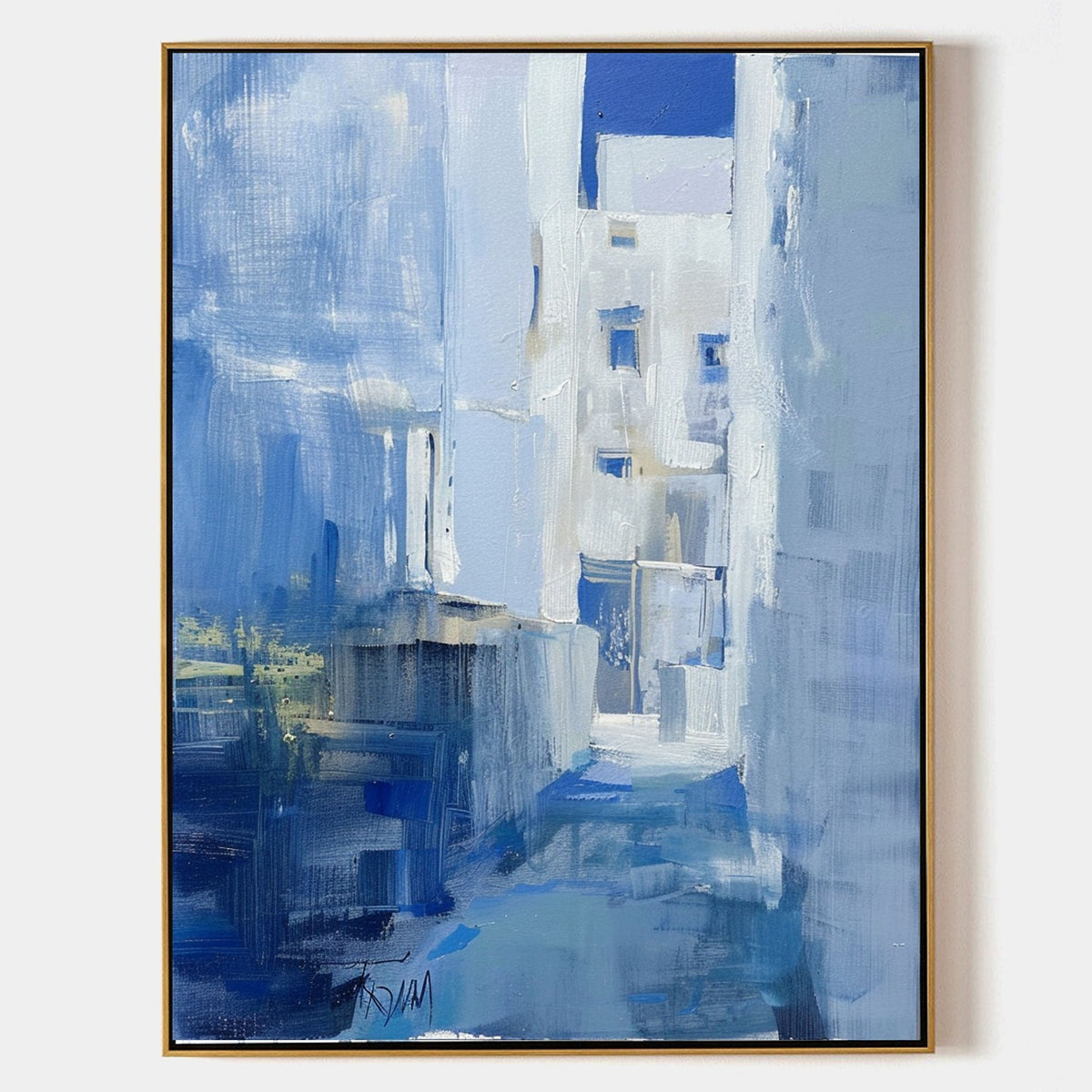 Wall Art Textured Mediterranean Blue