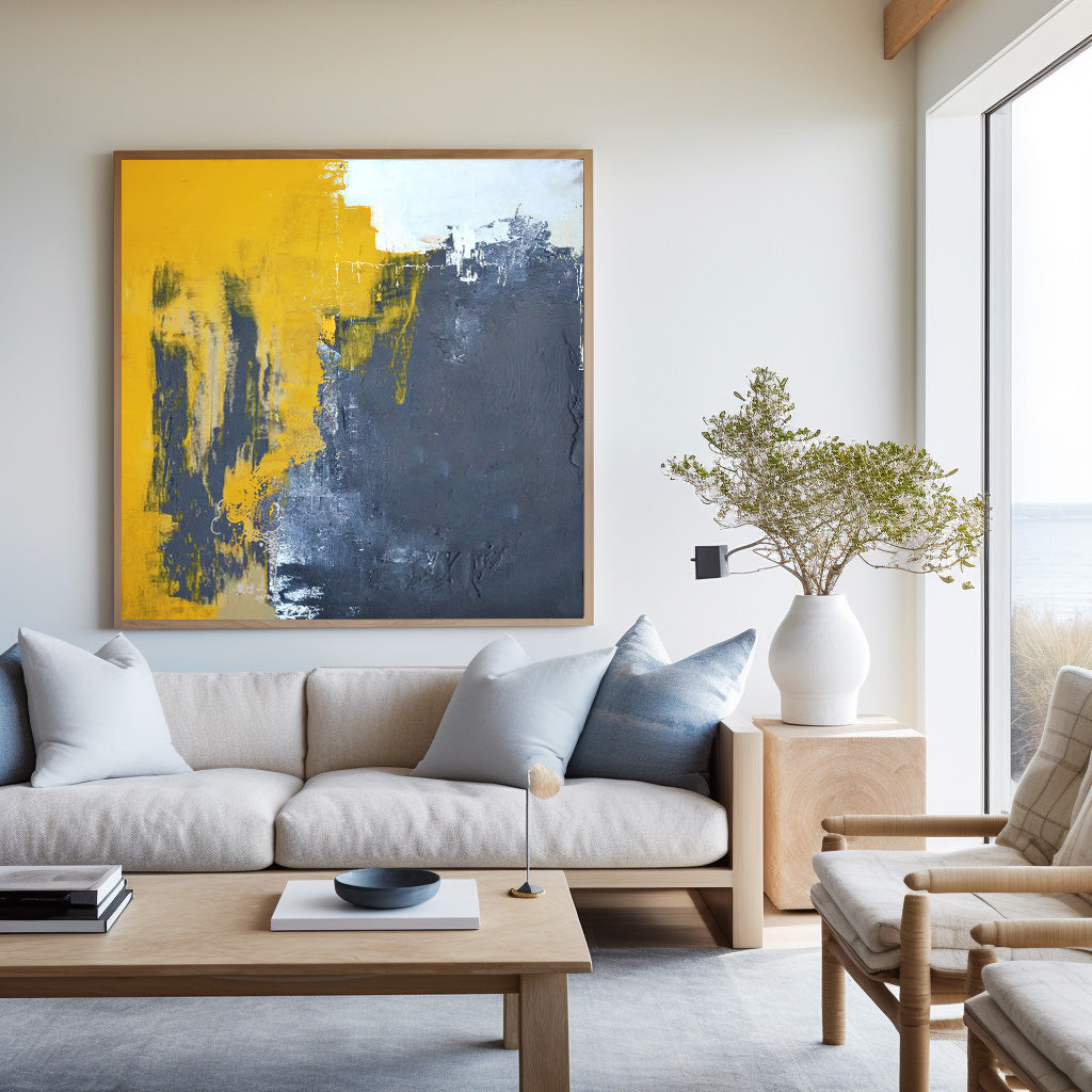 Yellow And Gray Abstract Art