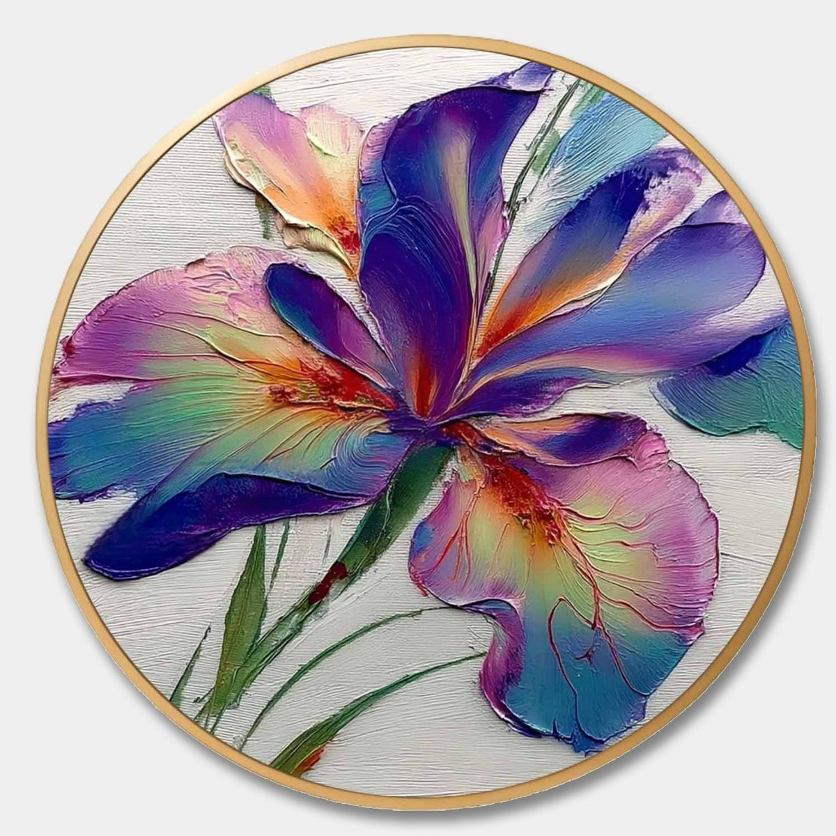Wall Art Textured Impasto Iris Flower