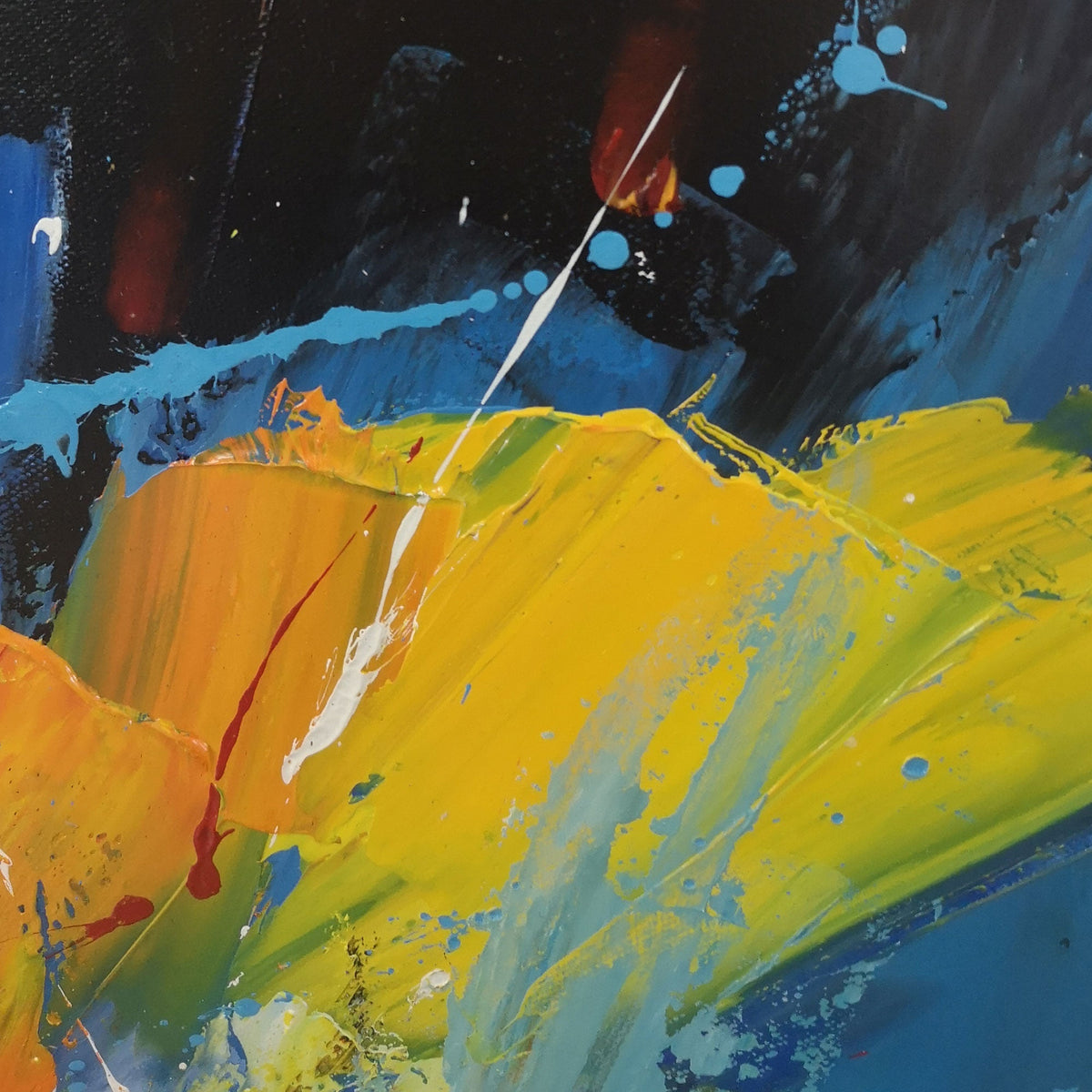 Vibrant Blue Yellow Oil Painting