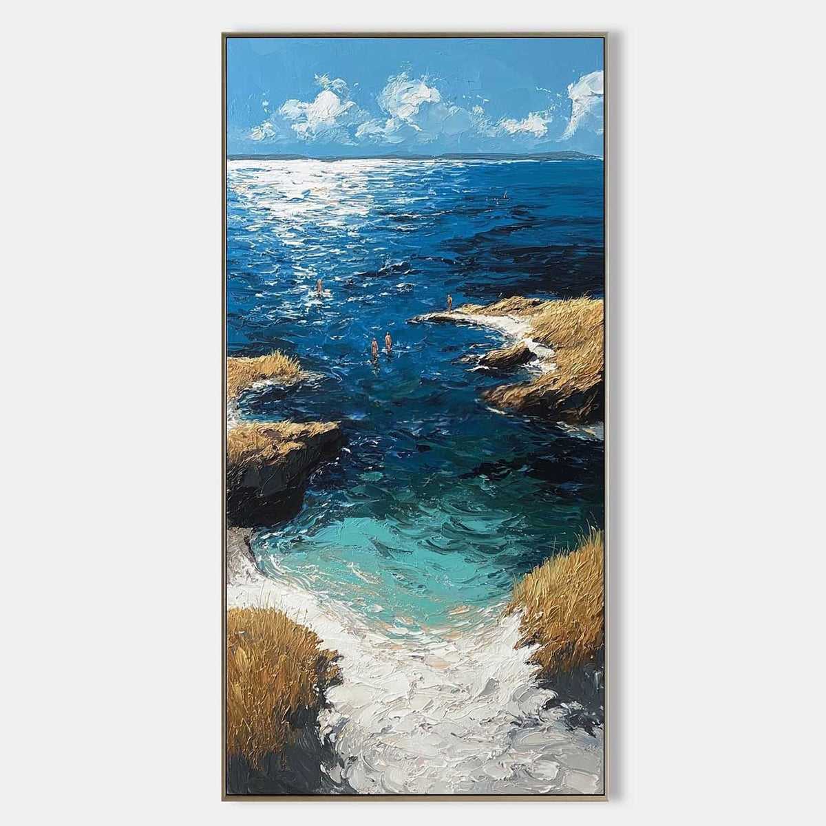 Sunlit Coastal Cove Impasto Painting