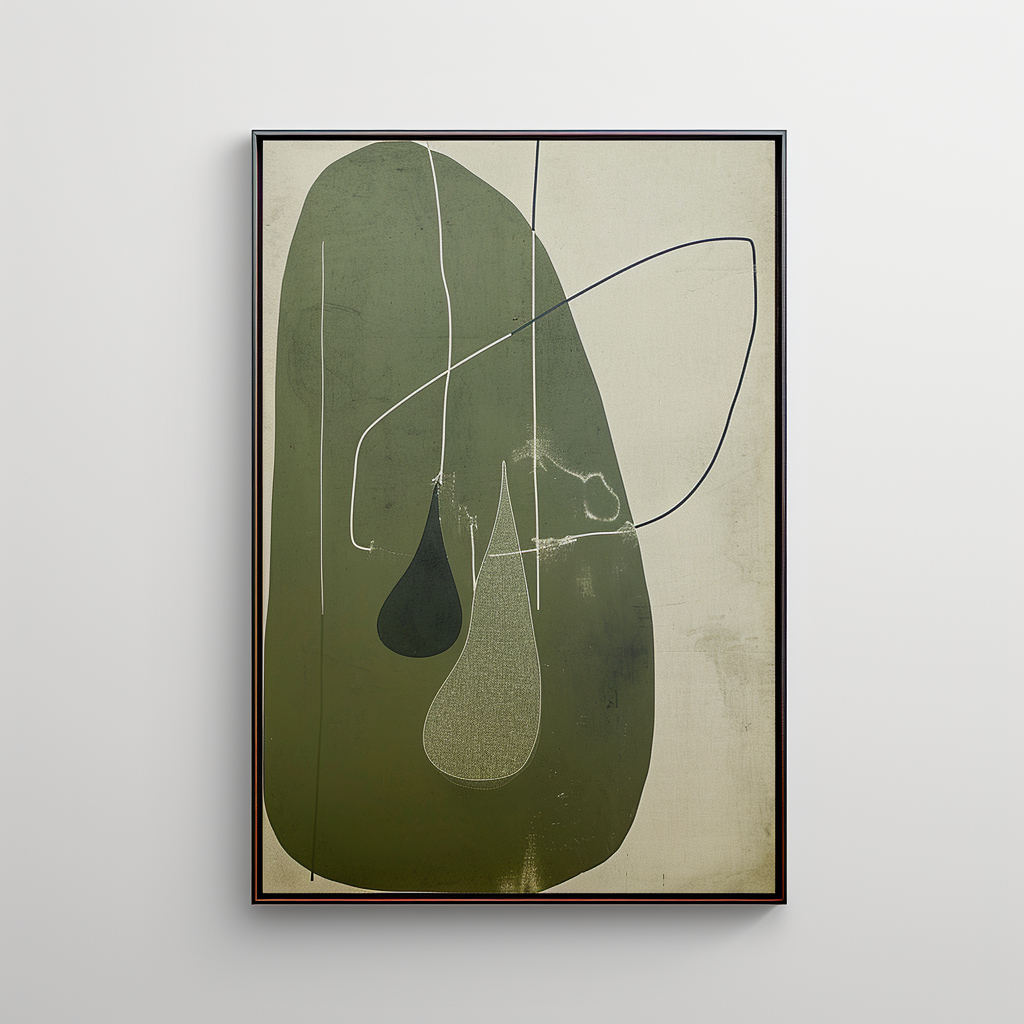 Tactile Three-Piece Oil Painting Olive Green Minimalist