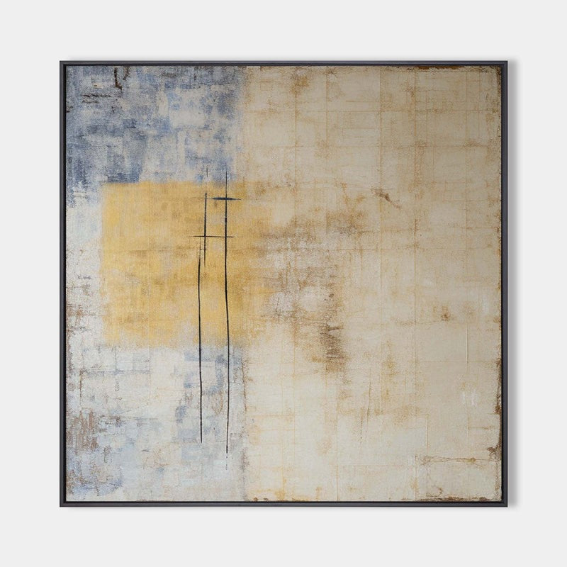 Beige Blue Yellow Abstract Painting