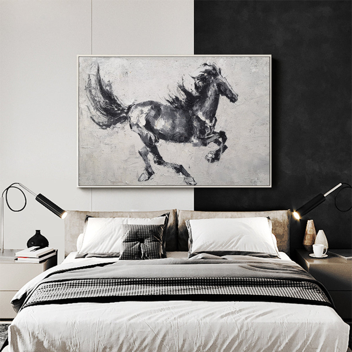 Black Abstract Horse Art ANH23 - Neutralighting