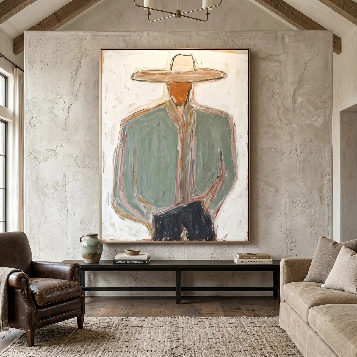 Minimal Cowboy Figure Oil Painting