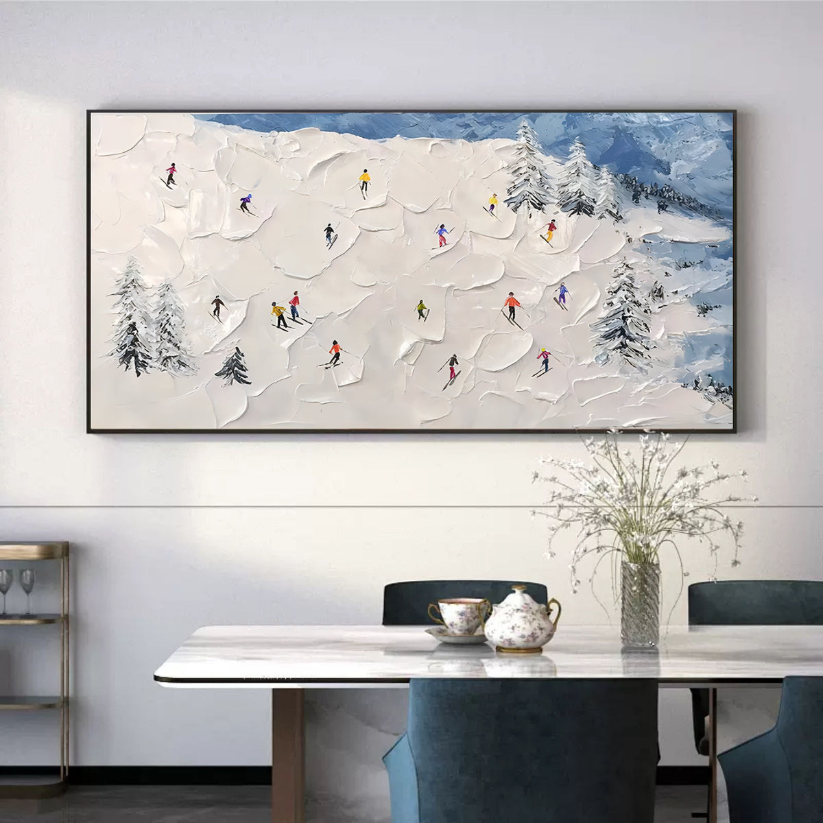 3D Textured Ski Resort Painting Winter Sports