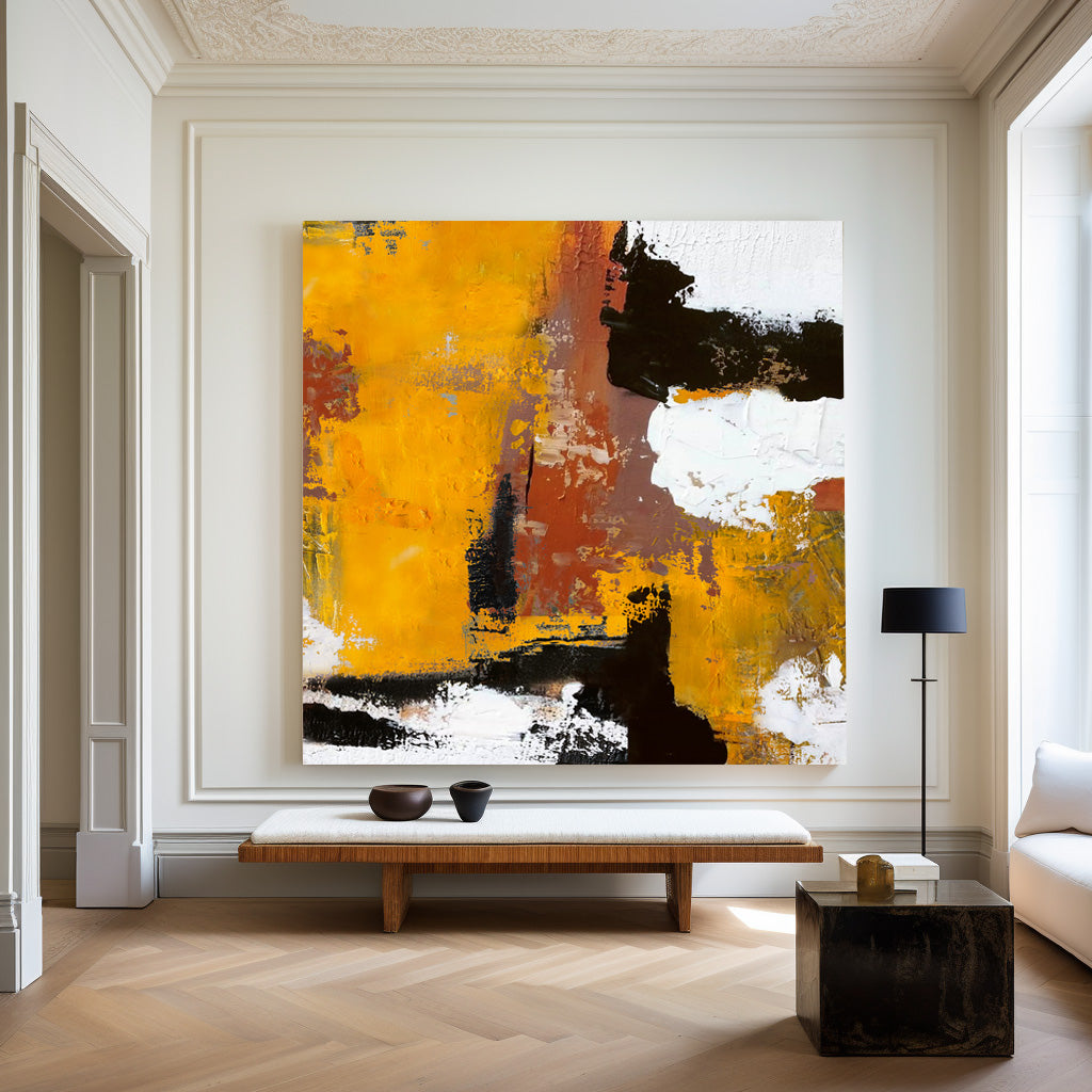 Vibrant Warm‑Tone Abstract Bold Brushstroke Heavy Impasto Textured Artwork