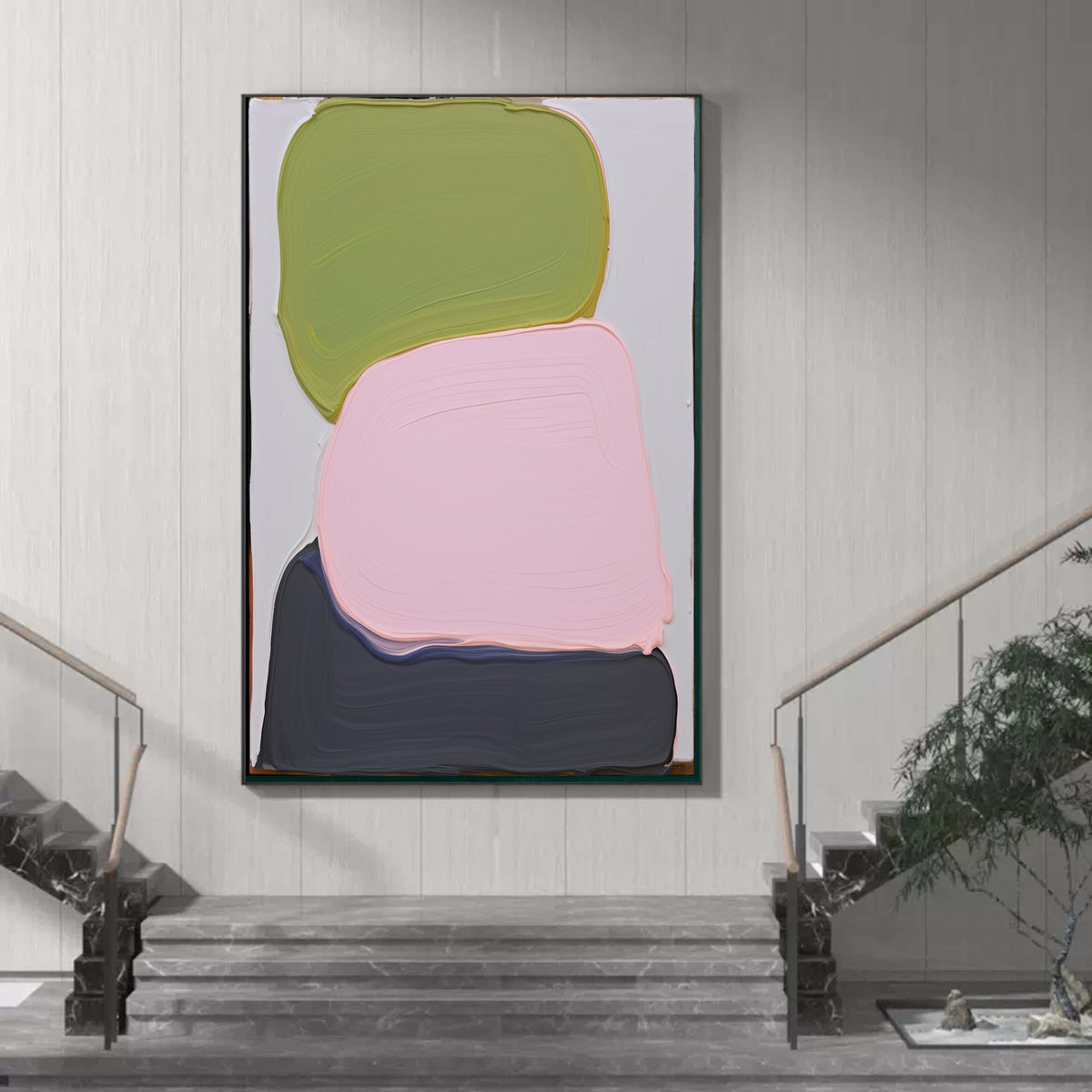 Wall Art Sage Green Pink Charcoal