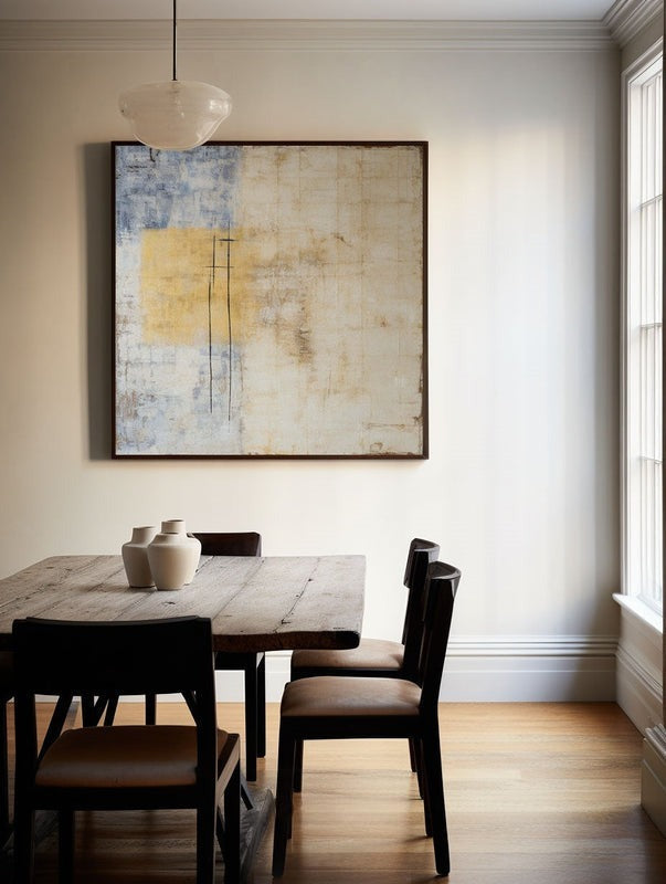 Wall Art Beige Blue Gold Abstract Minimalist Texture Living Room | Neutralighting