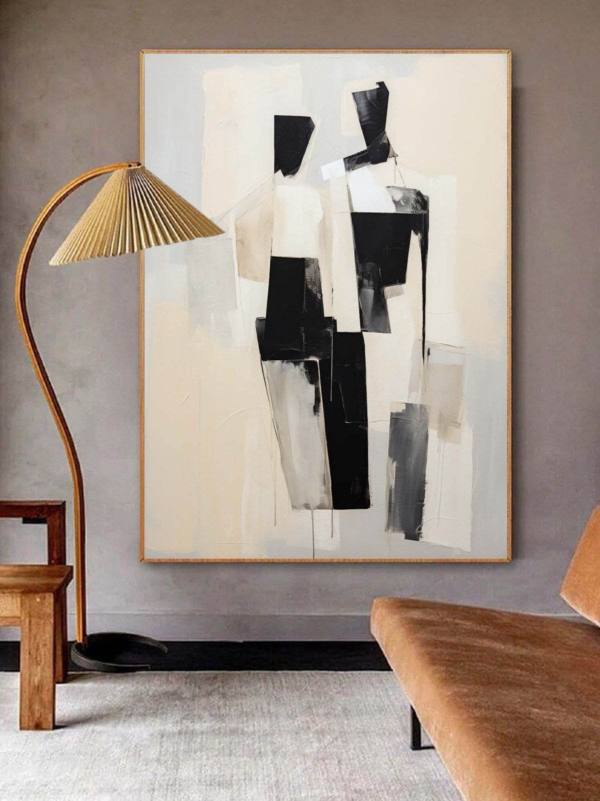 Modern Couple Painting Black White Wall Art