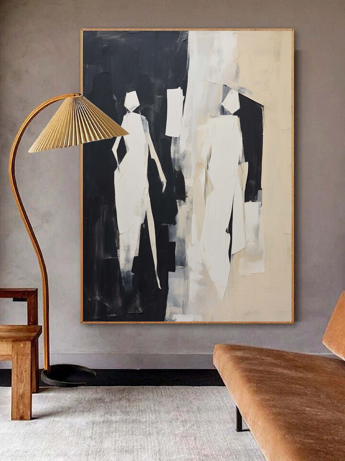 Walking Figures Oil Painting Black Wall Art