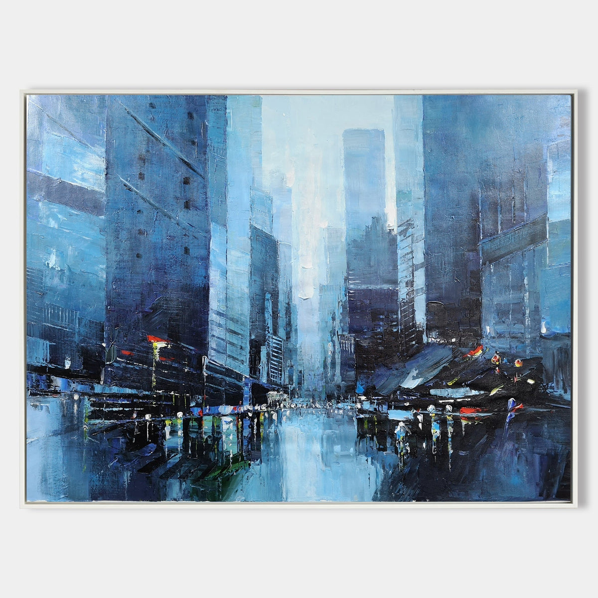 Blue Urban Skyline Cityscape Framed Wall Art