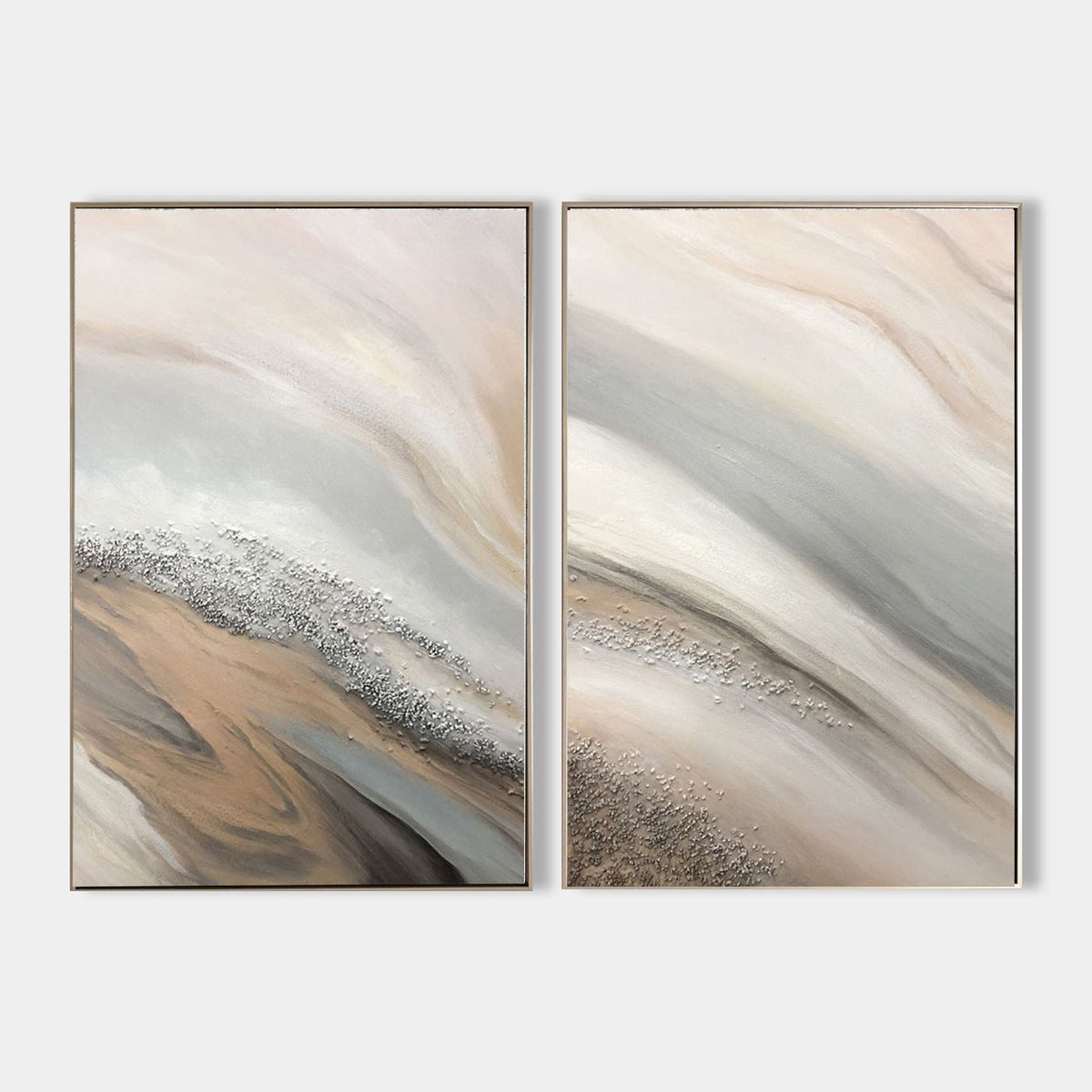 Textured Coastal Dunes Diptych Painting