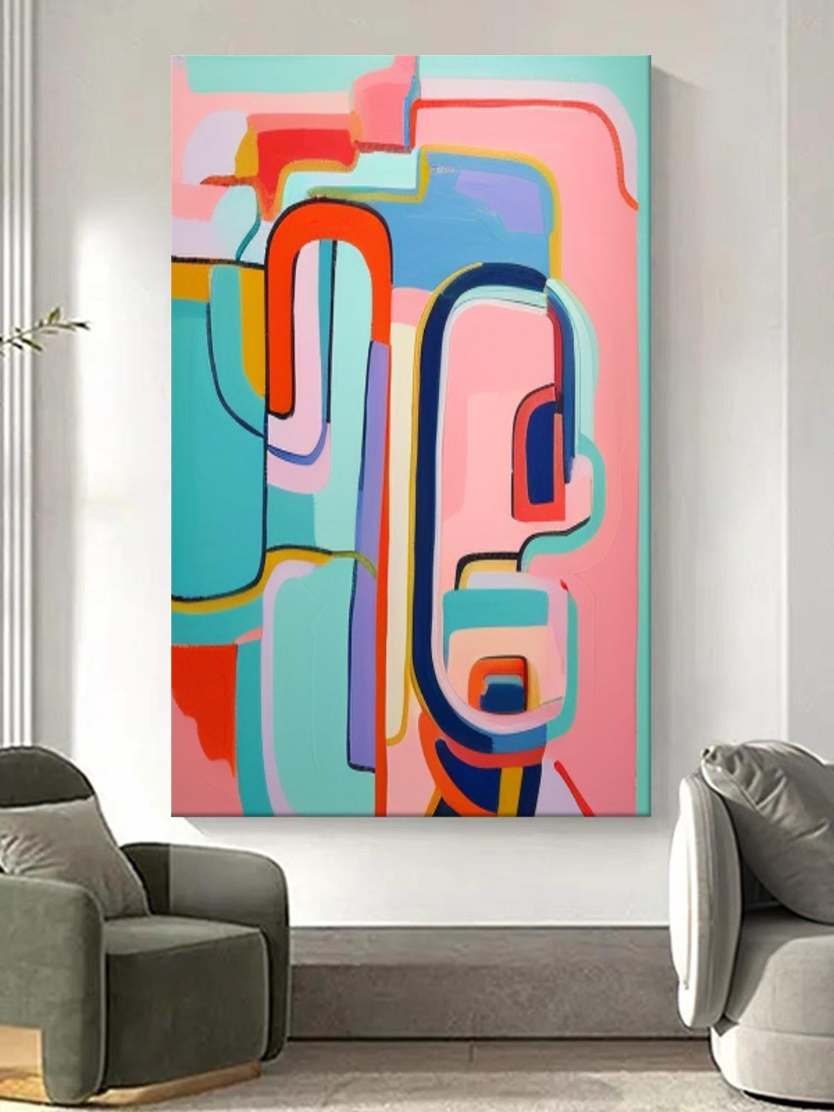 Wall Art Pink Abstract Atmosphere Pastel Pop