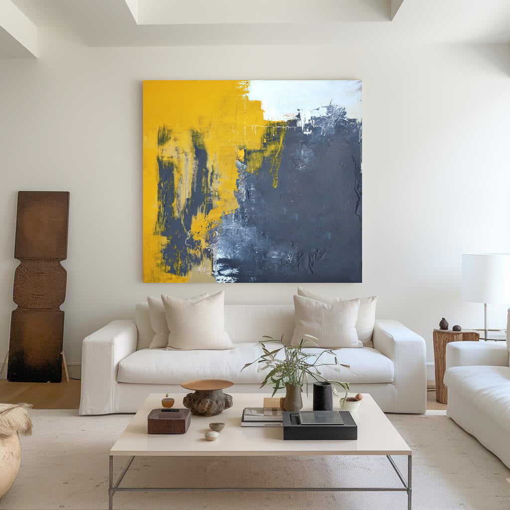 Yellow And Gray Abstract Art
