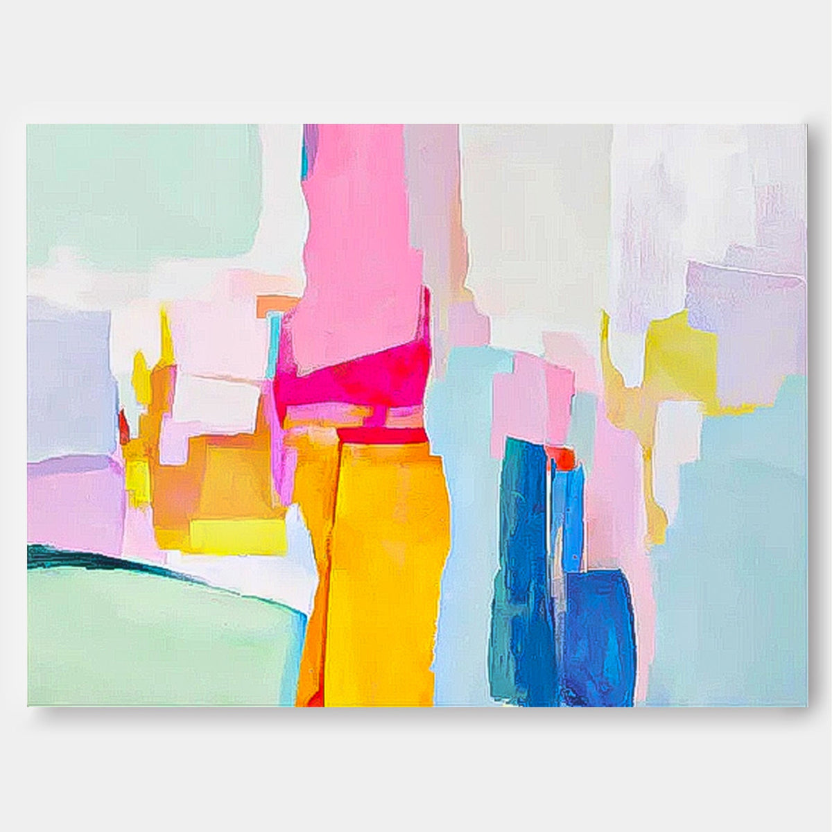 Vibrant Pastel Color Block Oil Painting