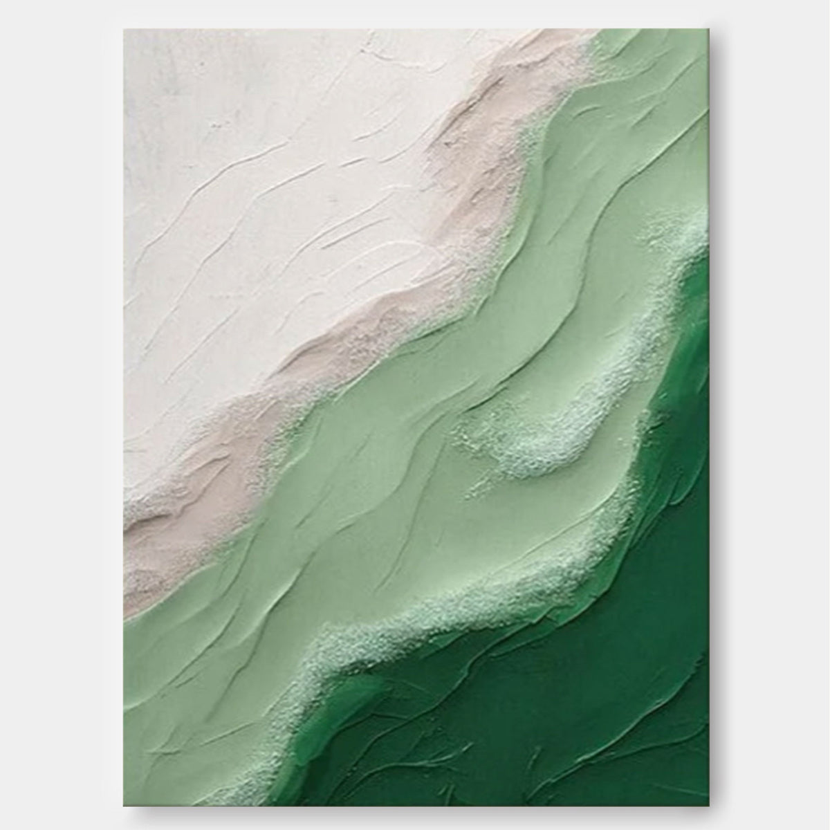 Textured Green Landscape Oil Painting 3D Wave