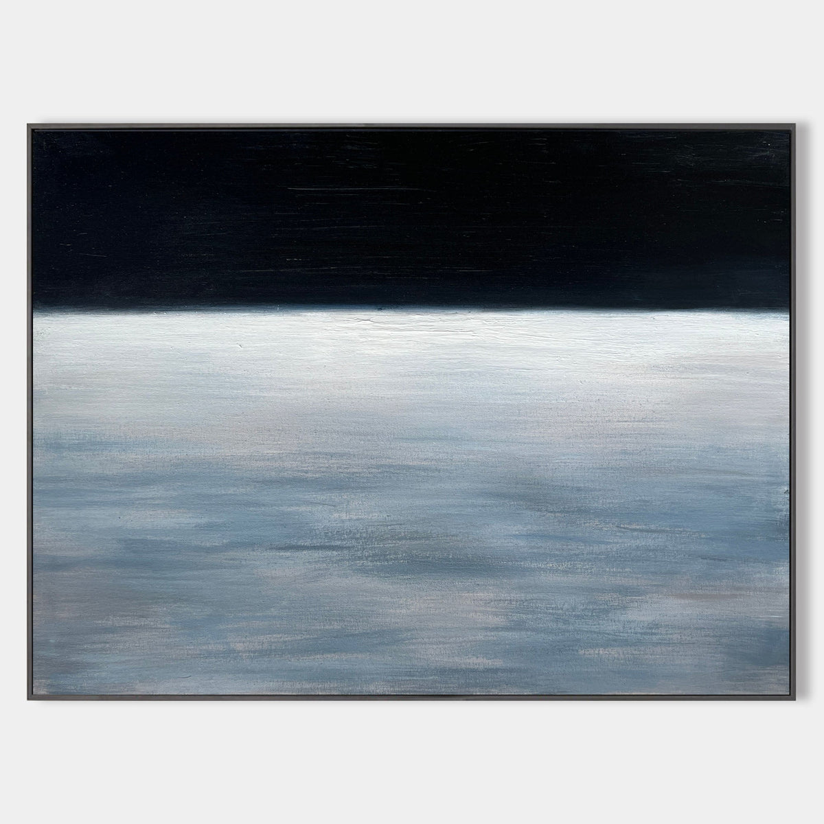 Minimal Dark Ocean Horizon Abstract Canvas Wall Hanging