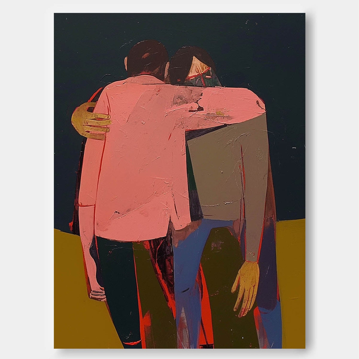 Modern Expressionist Embrace Painting Intimate