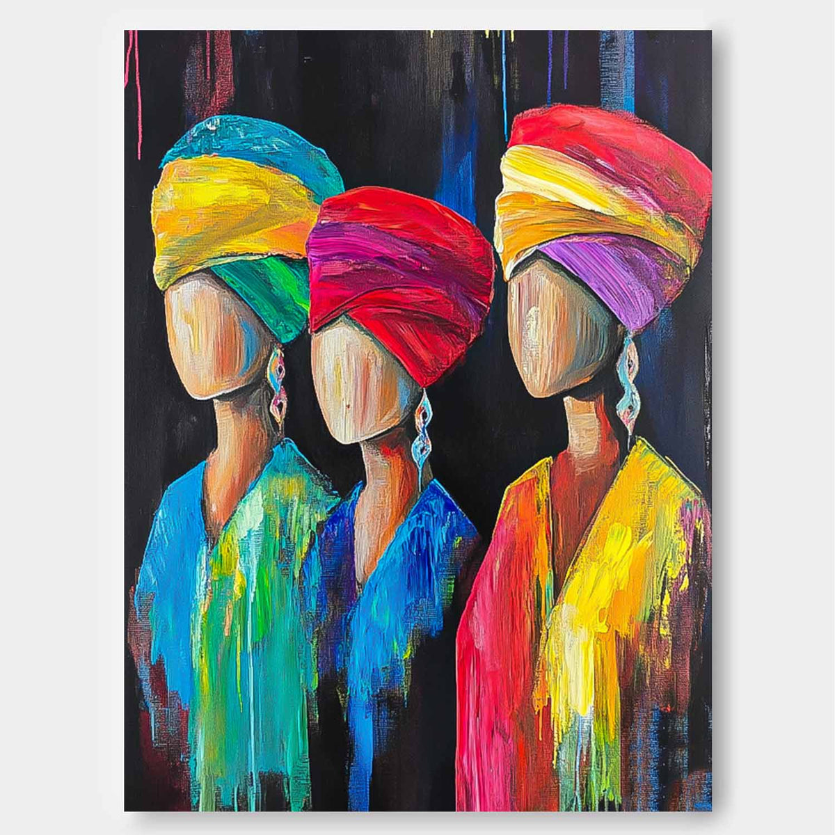 Wall Art People Abstract Geometric Headwrap