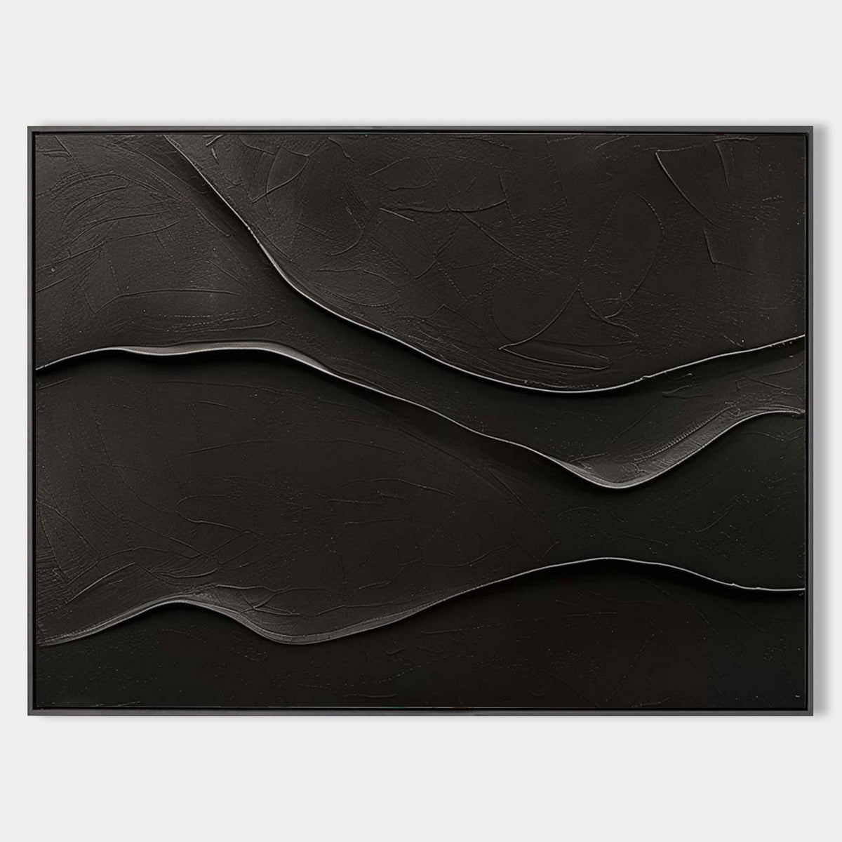 Black Layered Wave Textured Painting