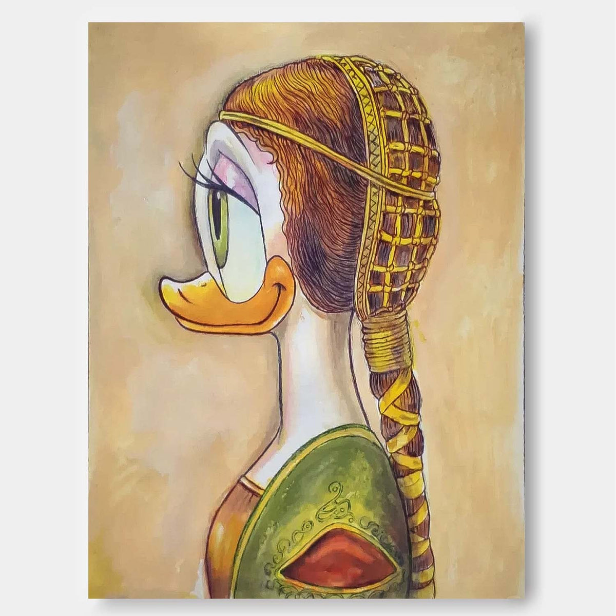 Pop Art Mashup Daisy Duck Pearl Earring Oil Painting