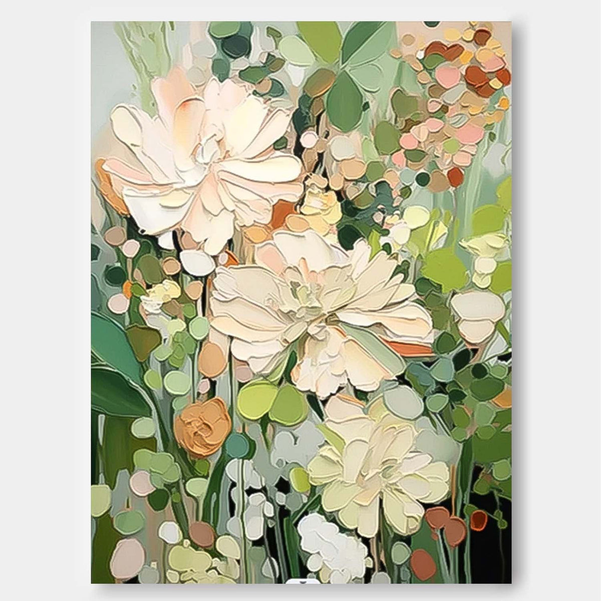 Wall Art Cream Style Impasto Flower Cluster