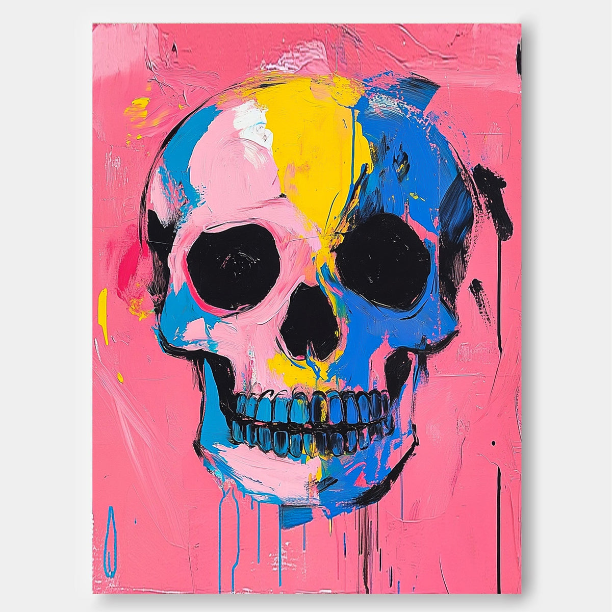 Pop Art Skull Painting Vibrant Modern Wall Art