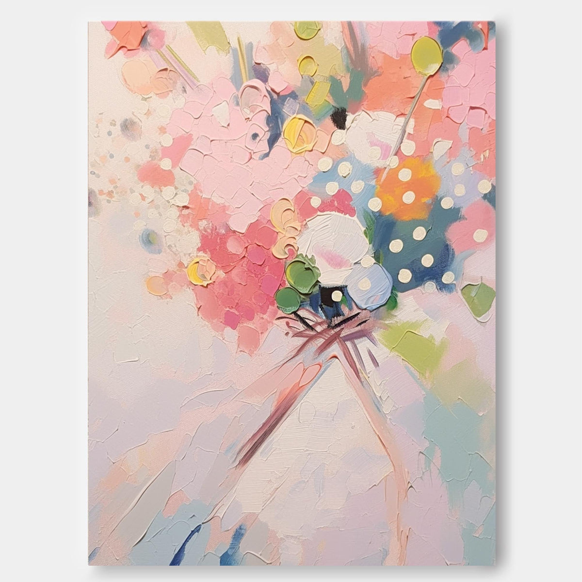 Impasto Textured Floral Bouquet Painting Soft Pink