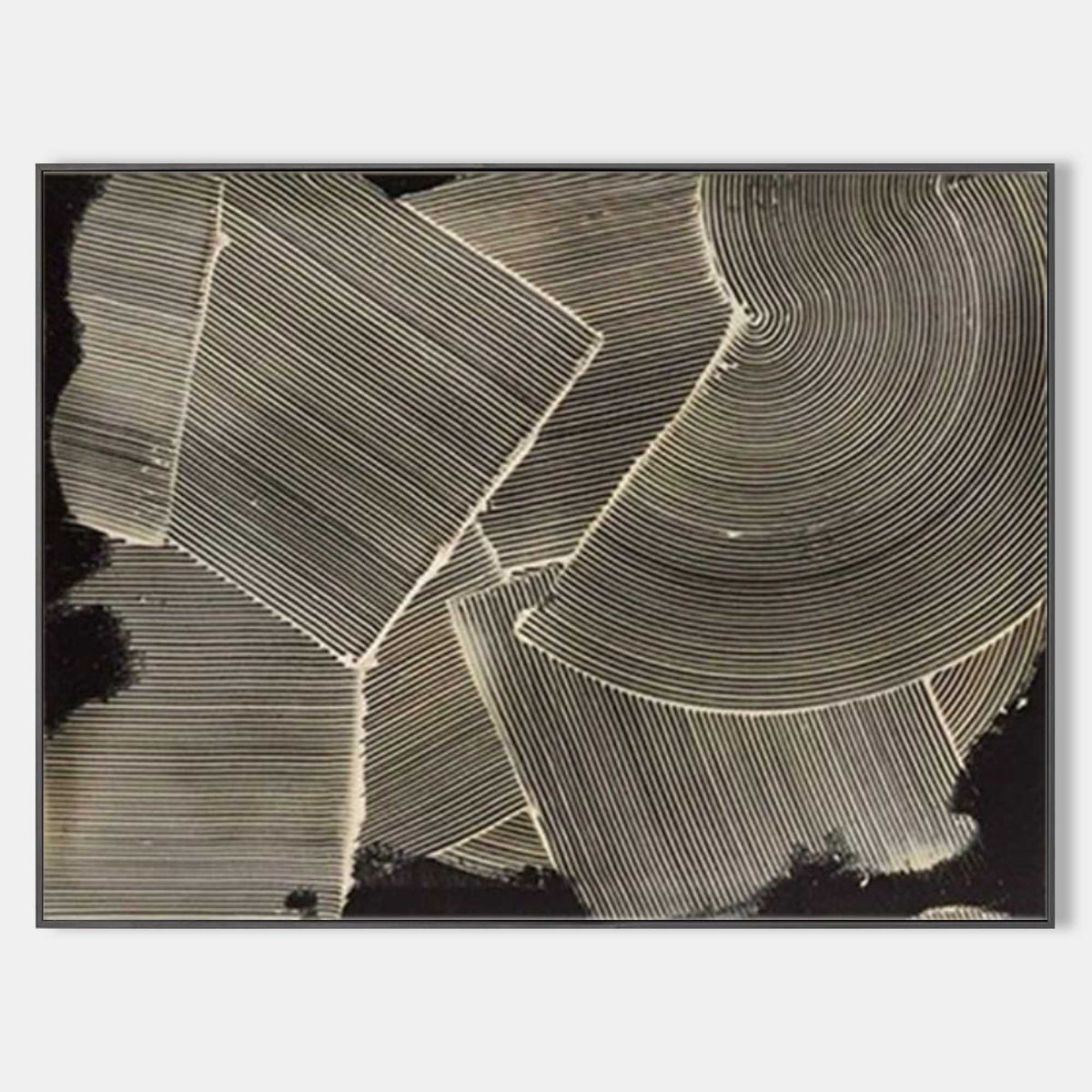 Geometric Line Texture Oil Painting Minimalist Black White